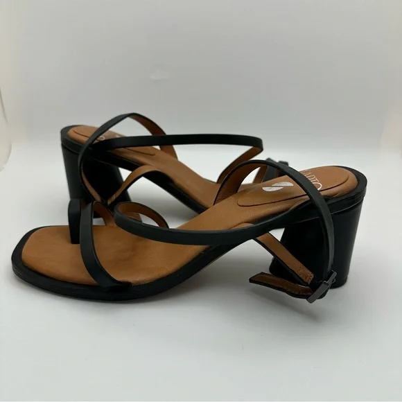 Franco Santo Sz 8.5M A-Rache Toe Loop Black Strappy Women's Sandals Leather - Picture 4 of 9